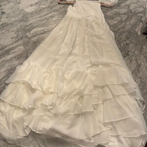 Elegant White Ruffled Girl’s Gown by JJ’s House size 9